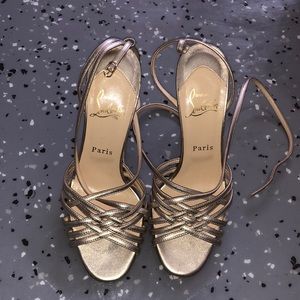 Christian Louboutin gold strap heels